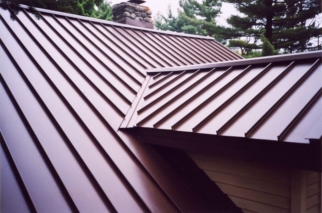 Standing seam metal roof with concealed fasteners, highlighting a sleek and durable roofing option for residential homes.