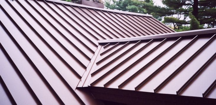 Close-up of standing seam metal roof with modern click-lock design installed by Wagner Roofing